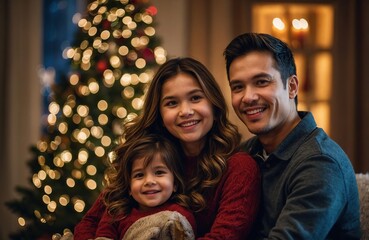 Wall Mural - Family celebrating Christmas together