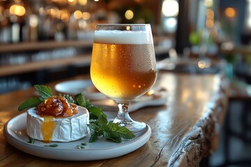 Wall Mural - glass of beer on table