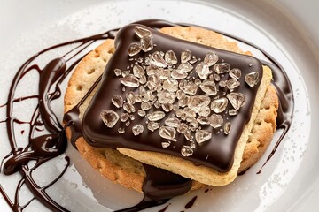 Wall Mural - Shortbread biscuit covered with chocolate and crystallized sugar