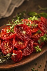 Wall Mural - Sun dried tomatoes with herbs