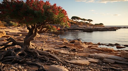 Poster - Beautiful image of a tree surrounded by beautiful nature. Preserving nature concept  