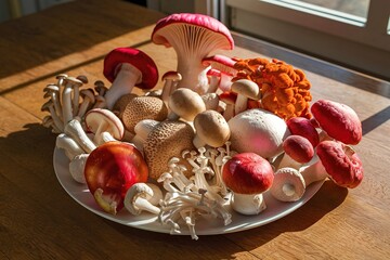 Wall Mural - Fresh mushrooms on the table