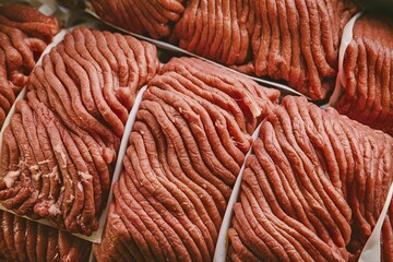 Raw ground beef ready for preparation