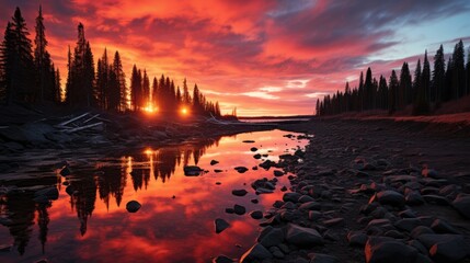 Sticker - Beautiful lake in sweden with stunning sky 