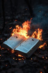 Wall Mural - Open Book on Fire