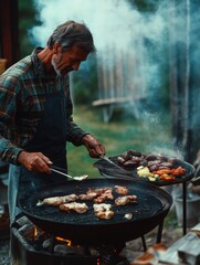 Sticker - Man Cooking Meat on Grill