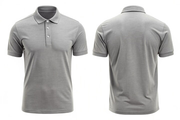 Men gray polo shirt front and back view, Isolated blank front and back polo t-shirt for graphic design mock up