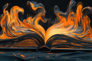 Poster - Open book with candle flame