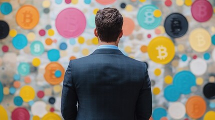 Man Looking at Bitcoin Wall Art