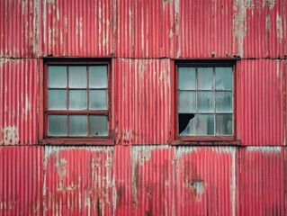 Wall Mural - Red Building with Broken Window