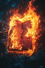 Wall Mural - Open book burning