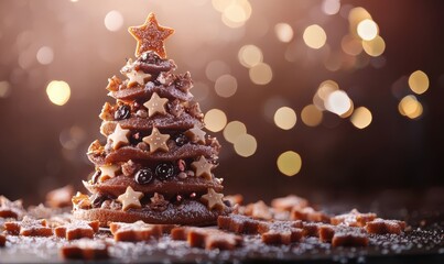 food photography of a cute Christmas tree made out of cookie dough