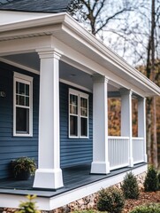 Canvas Print - Blue House with White Trim and Columns