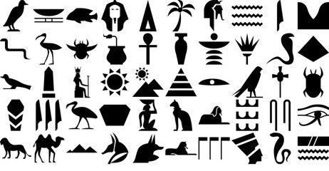 mega set of vector egyptian culture glyph vector symbols apps, websites ui designs suitable for sign