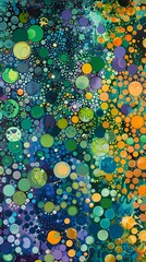 Wall Mural - green and blue polka dot art illustration poster background