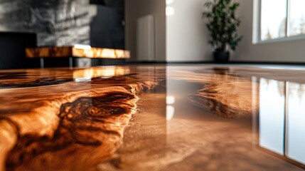 Sticker - Wooden Bench on Hardwood Floor