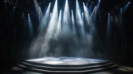Aufkleber - Empty Stage with Spotlights and Smoke