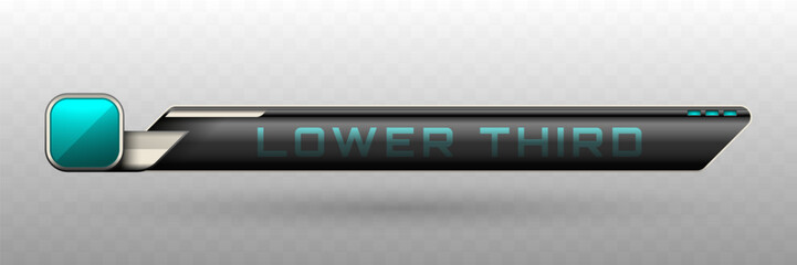 Wall Mural - Lower Third Banner in Metallic Black and Teal blue Color for Video Broadcast Screen Presentation Titles
