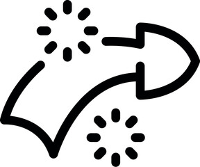 Sticker - Simple, bold line icon of an arrow moving forward with rotating loading circles representing data processing or transfer