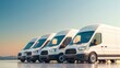 © TGIF - Delivery vans lined up with supply goods for dispatch, copy space, focus on all objects, deep depth of field.