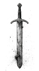 The sword of the medieval knight. Illustration on white background.