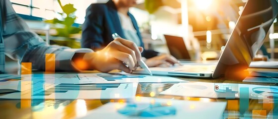 Canvas Print - Business People Working on Laptop and Data Analysis.