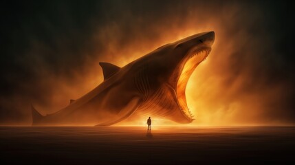 An illustration of the Jonah's Salvation in the Whale's Belly. Concept Faith and Redemption