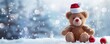 © SRENStock - Bear wearing christmas hat , christmas greeting card