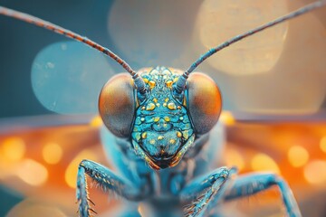 Macro shot of a beautiful closeup of a bright and colorful insect