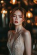 © YUTTADANAI - Elegant Woman in Evening Gown with Soft Lighting and Warm Ambiance