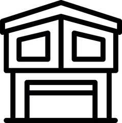 Poster - Simple vector icon of a private garage building with closed gates