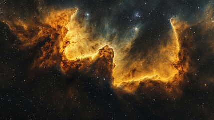 golden nebula with stars.