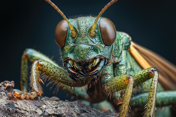 Wall Mural - Macro shot of a beautiful closeup of a bright and colorful insect