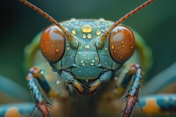 Wall Mural - Macro shot of a beautiful closeup of a bright and colorful insect