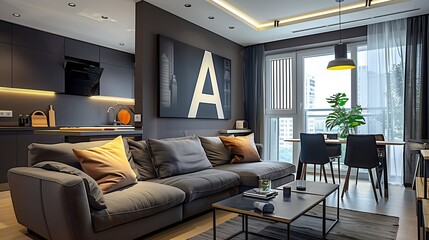 Wall Mural - A modern apartment living room