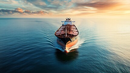 Wall Mural - Cargo Ship Navigating Through Calm Waters