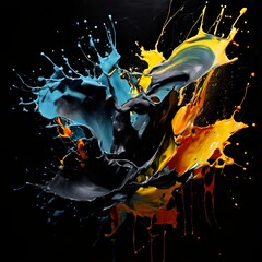 Poster - abstract-black-in-splash-paint-brush-strokes