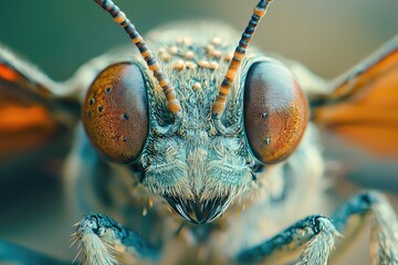 Wall Mural - Macro shot of a beautiful closeup of a bright and colorful insect