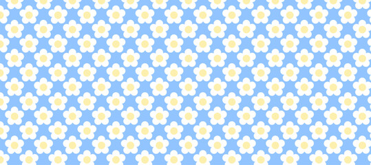 Wall Mural - Seamless pattern with flowers in the blue background