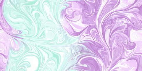 Wall Mural - Soft peppermint swirls in shades of lavender and mint, with delicate, intricate detailing, seamless pattern