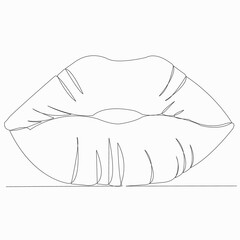 Wall Mural - One continuous single drawn line art doodle kiss, love, romance, lover, girl. isolated image hand-drawn contour on a white background