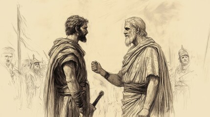 Biblical Illustration of 1 Samuel: Jonathan’s Victory, Saul Meeting Jonathan After Battle, Hearing of Brave Deed