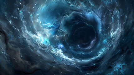 abstract space background with black hole and swirling nebula