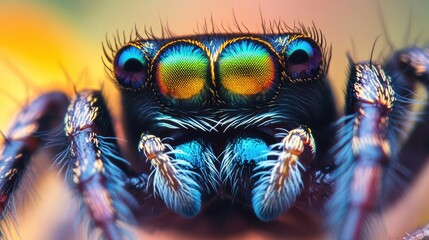 Wall Mural - A Close-Up of a Jumping Spider's Face