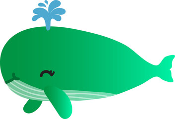 cute whale cartoon, sea animal