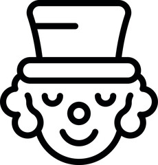 Canvas Print - Simple black and white line art illustration of a clown wearing a hat and smiling