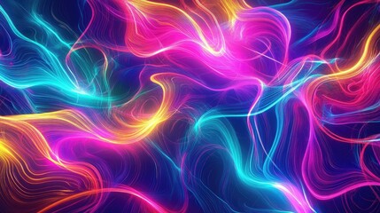 Wall Mural - Vibrant neon lights pulsating in abstract patterns