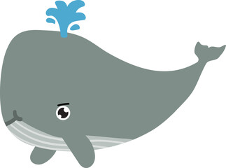 cute whale cartoon, sea animal