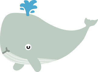 cute whale cartoon, sea animal