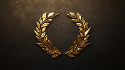 Vector gold laurel wreath with a golden ribbon.